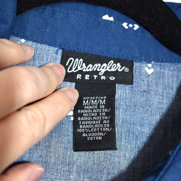 Wrangler Western Snap Button Shirt Sz M Floral Cowgirl Rodeo Artsy Aztec Cotton - Picture 12 of 16